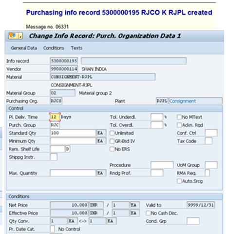 Vendor Consignment Process in SAP MM